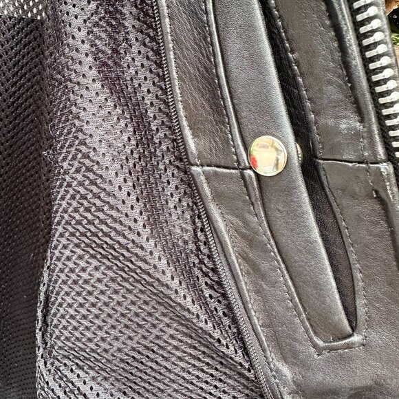 VINTAGE/RETRO BIKER JACKET BLACK/ORANGE ITALIAN LEATHER - HARD TO FIND - Picture 7 of 15